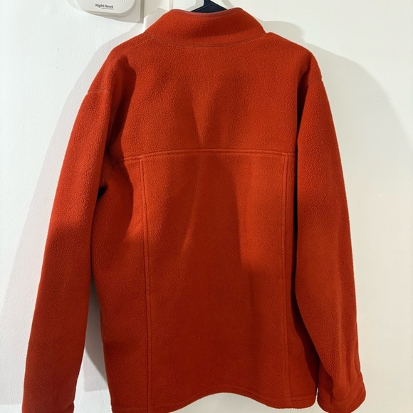 LL Bean Men’s Fleece Quarter Button Up Pullover Orange Sz LT Outdoor Zip Pockets - Picture 11 of 12